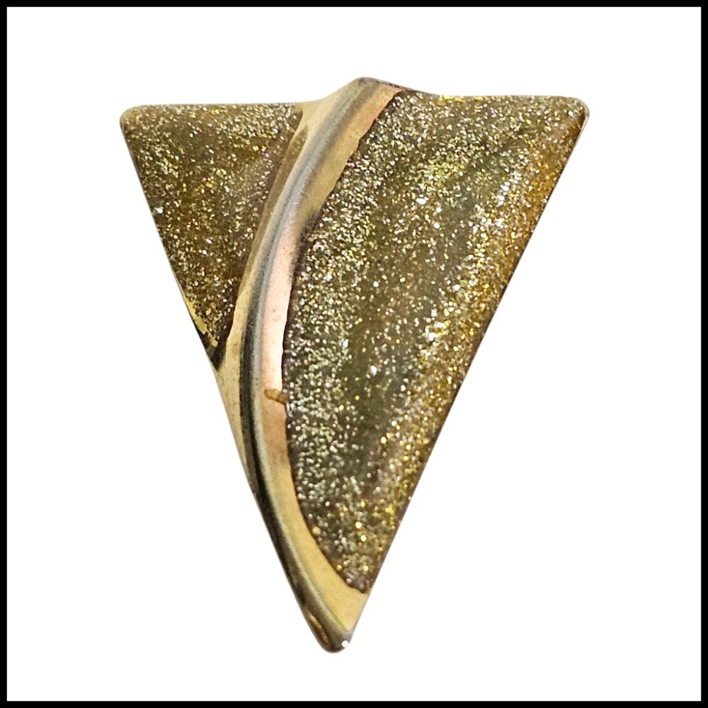 Vintage Gold Tone Triangle Brooch Pin Sparkly‎ Geometric Statement Jewelry
